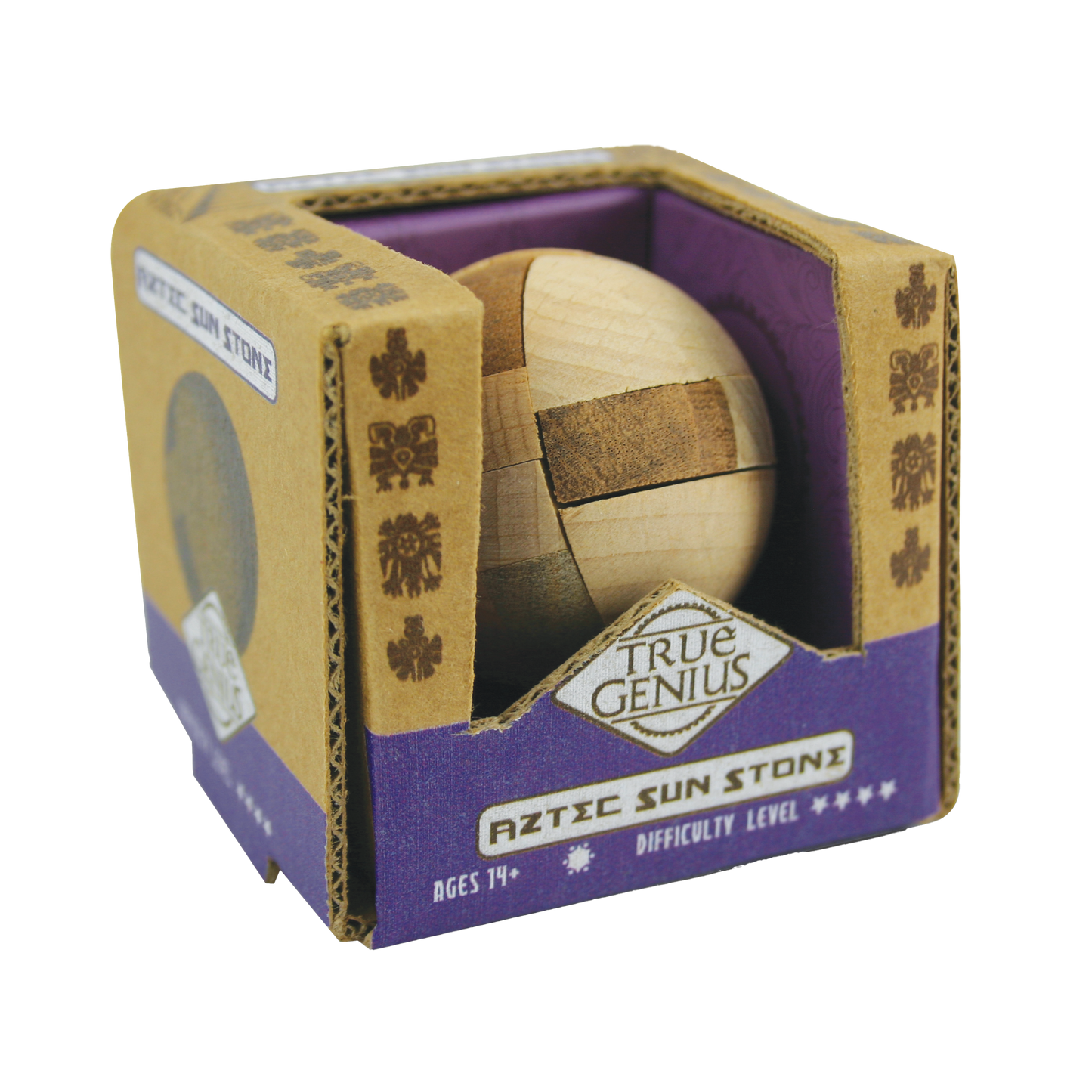 Aztec Sun Stone - Interlocking Wooden Sphere Puzzle