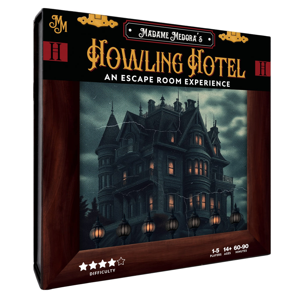 Madame Medora's Howling Hotel escape room game box