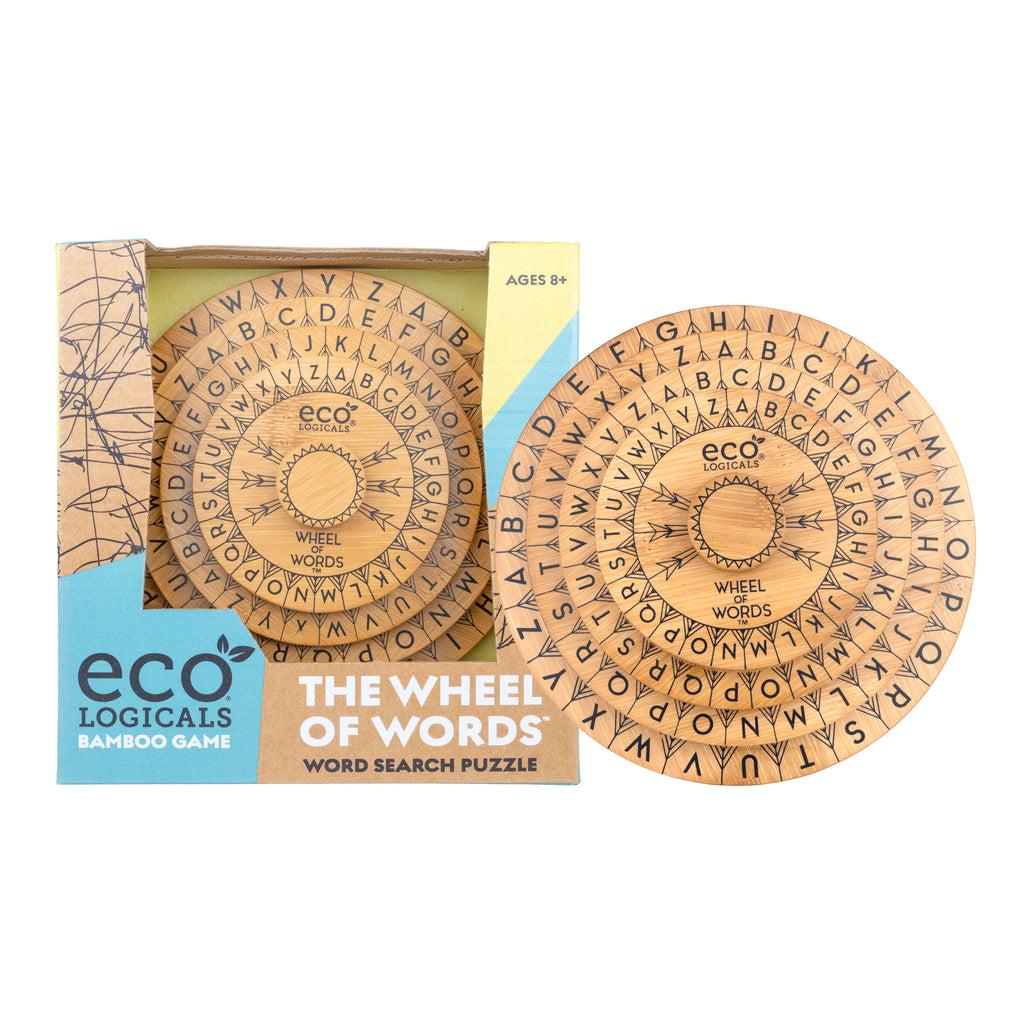 Wheel of Words bamboo word puzzle in packaging, front view