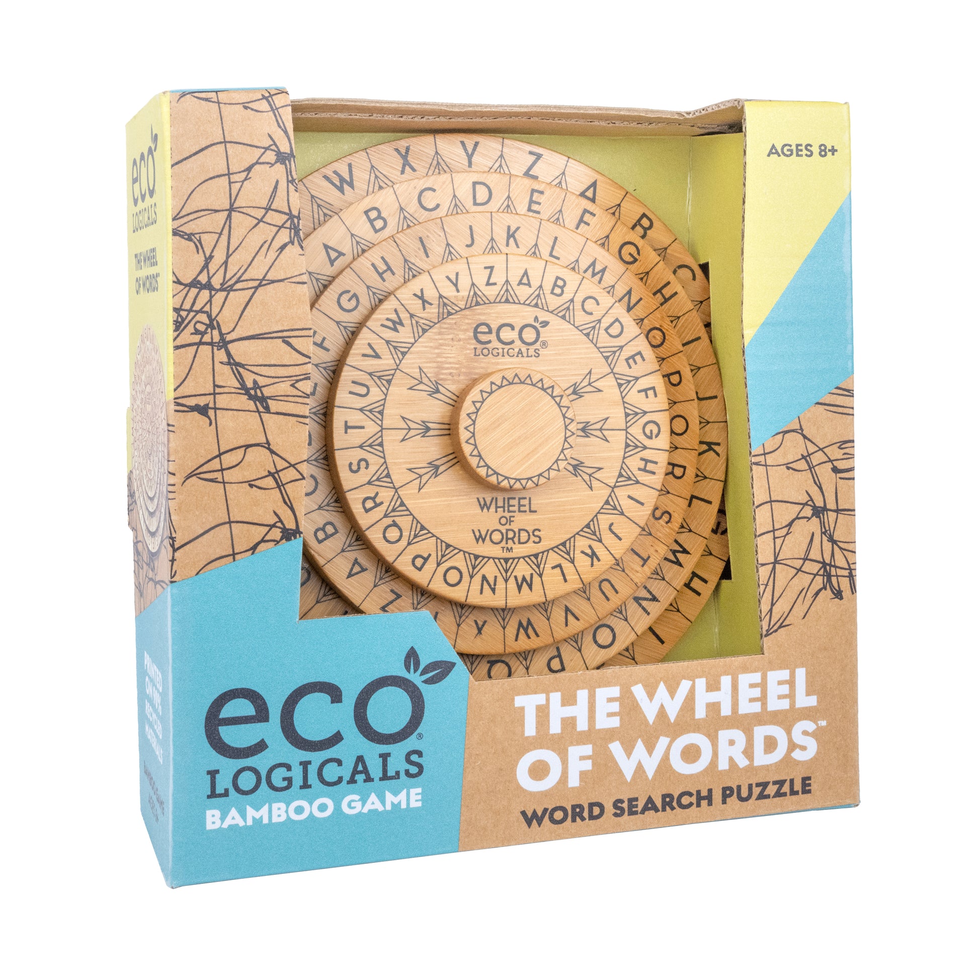 Wheel of Words bamboo word puzzle left side of package