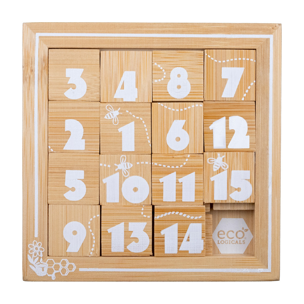 Buzzin Bee 15 puzzle bamboo sliding puzzle out of box