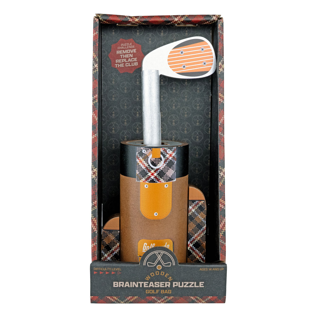 Heritage wooden golf bag puzzle in retail packaging front