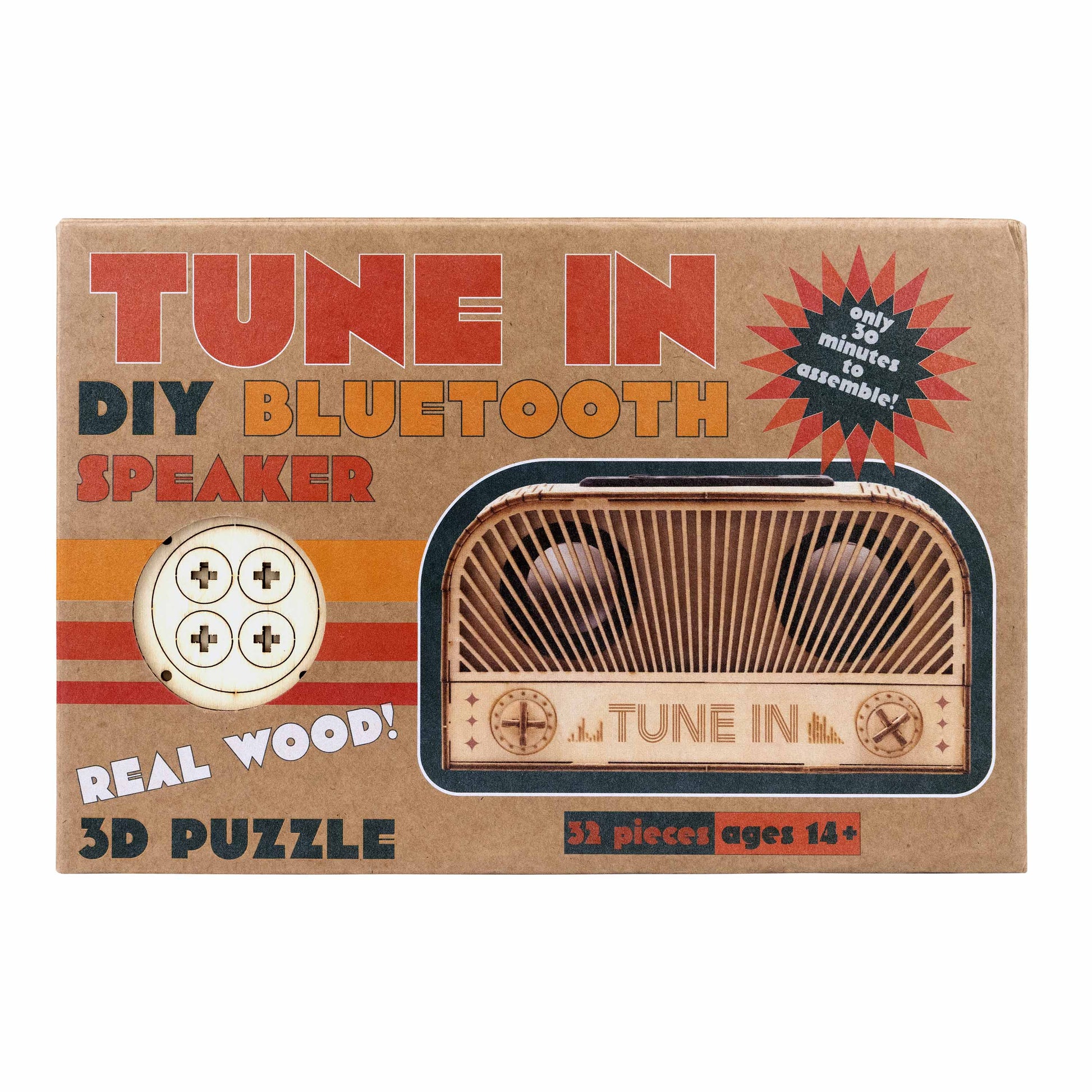 Tune-In DIY Bluetooth Speaker wooden build kit front of package