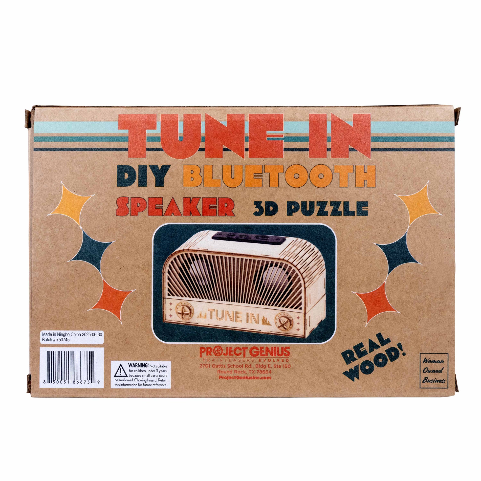 Tune-In DIY Bluetooth Speaker wooden build kit back of package