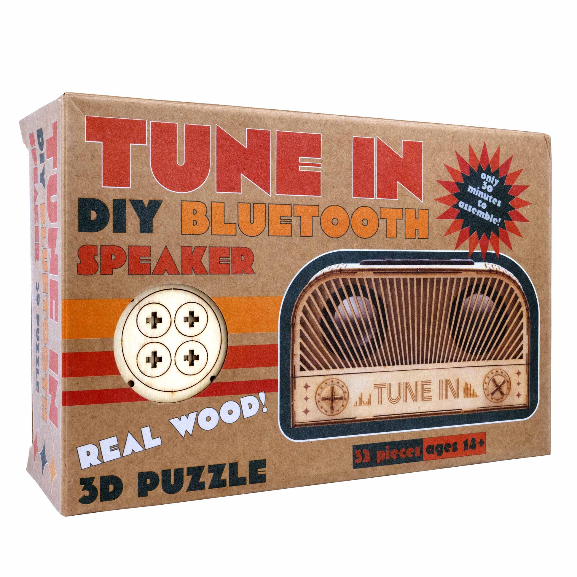 Tune-In DIY Bluetooth Speaker wooden build kit left package angle