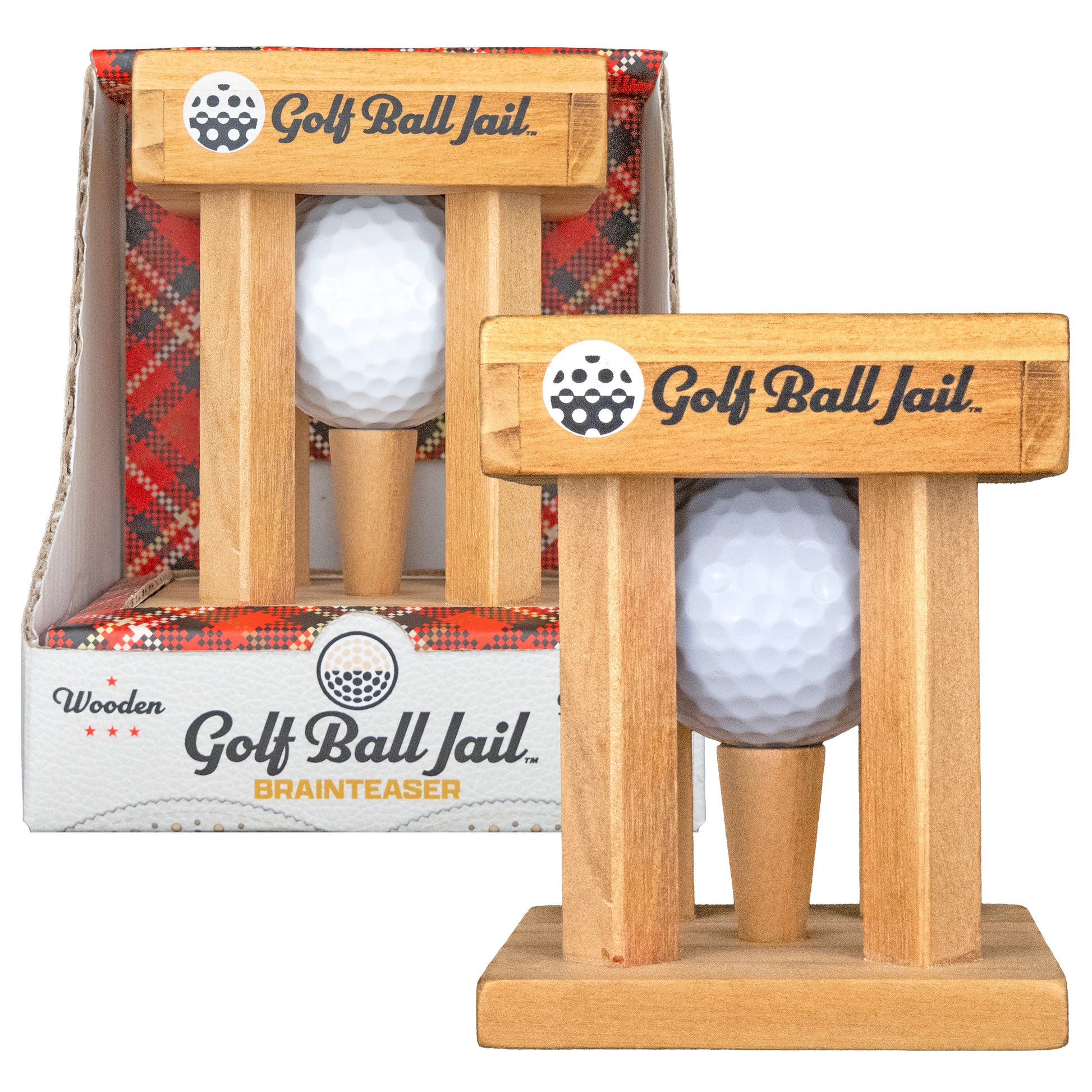 Golf Jail Puzzle wooden brainteaser in packaging and out of box