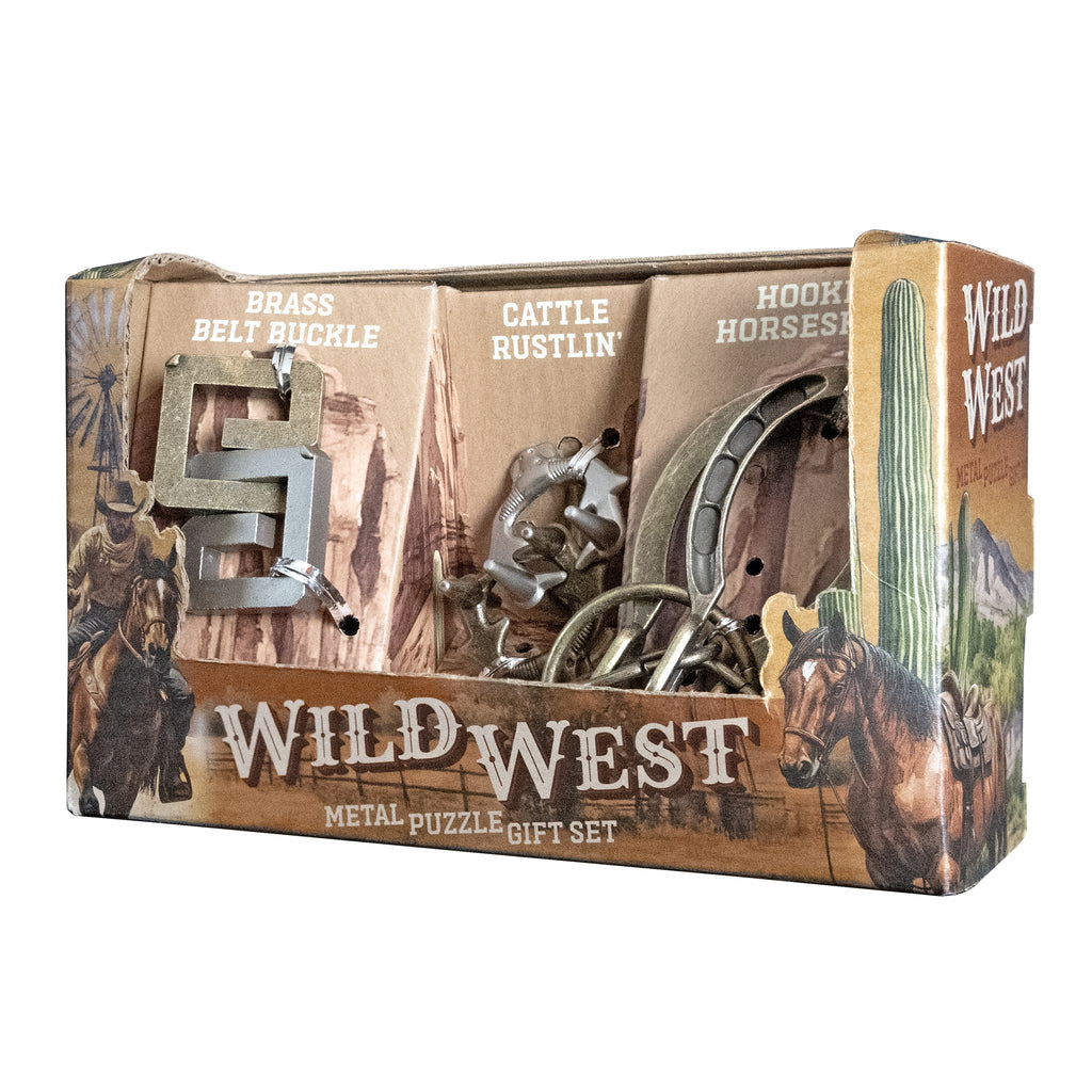 Wild West metal puzzle gift set - right package panel