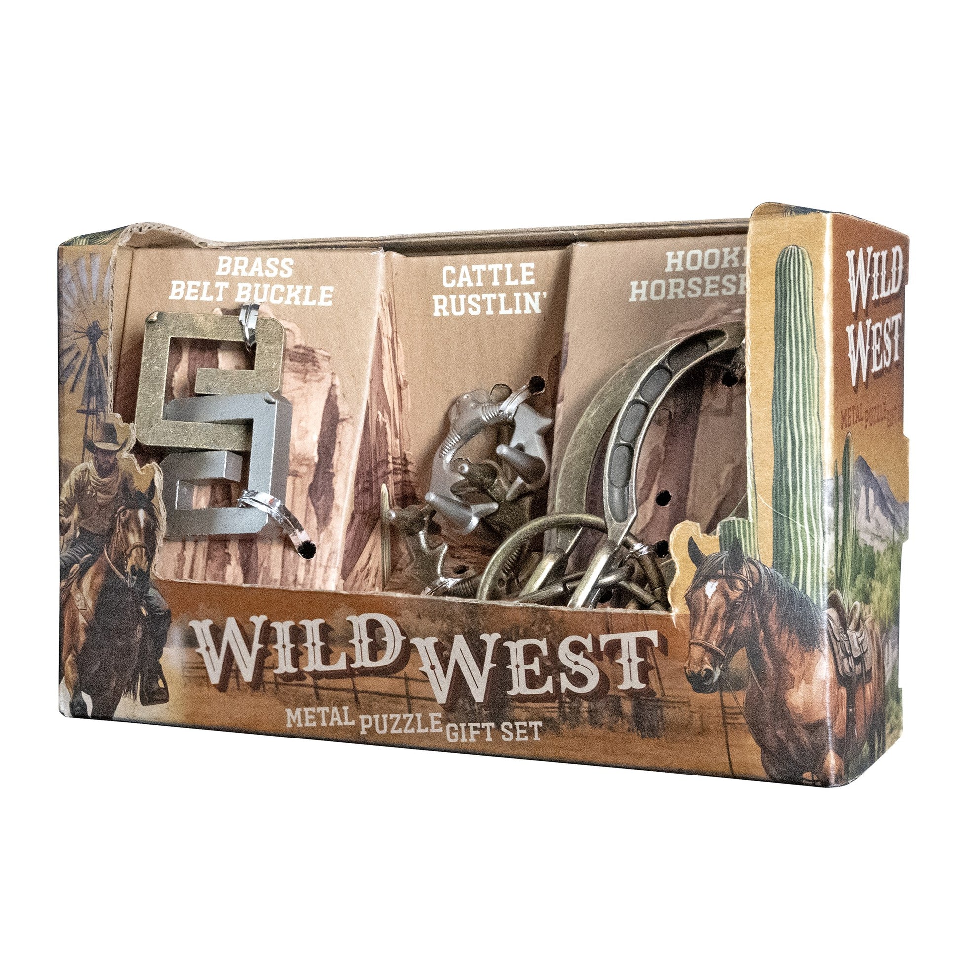 Wild West metal puzzle gift set - right package panel
