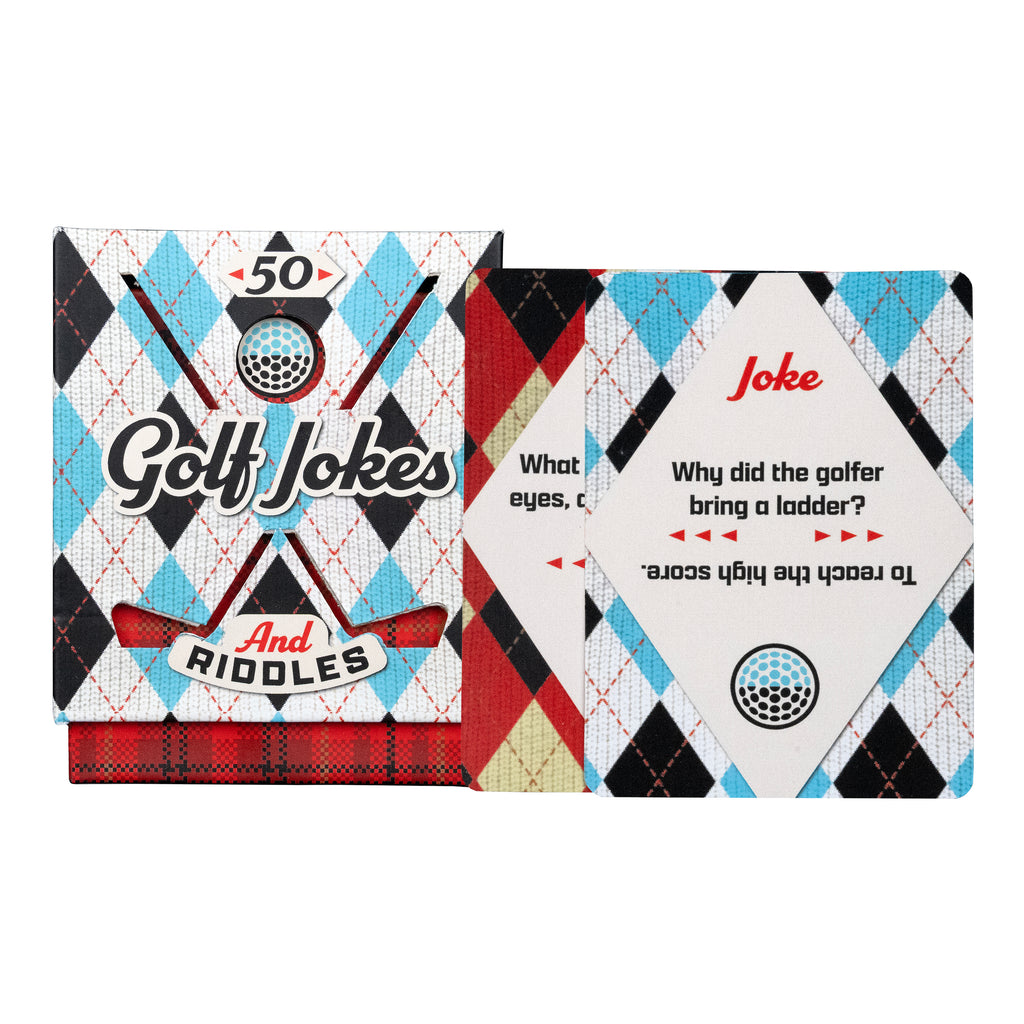 Golf Jokes and Riddles box with sample cards