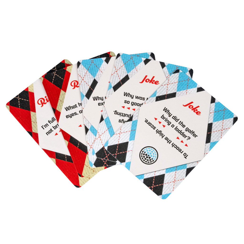 Golf Jokes and Riddles joke and riddle cards fanned out