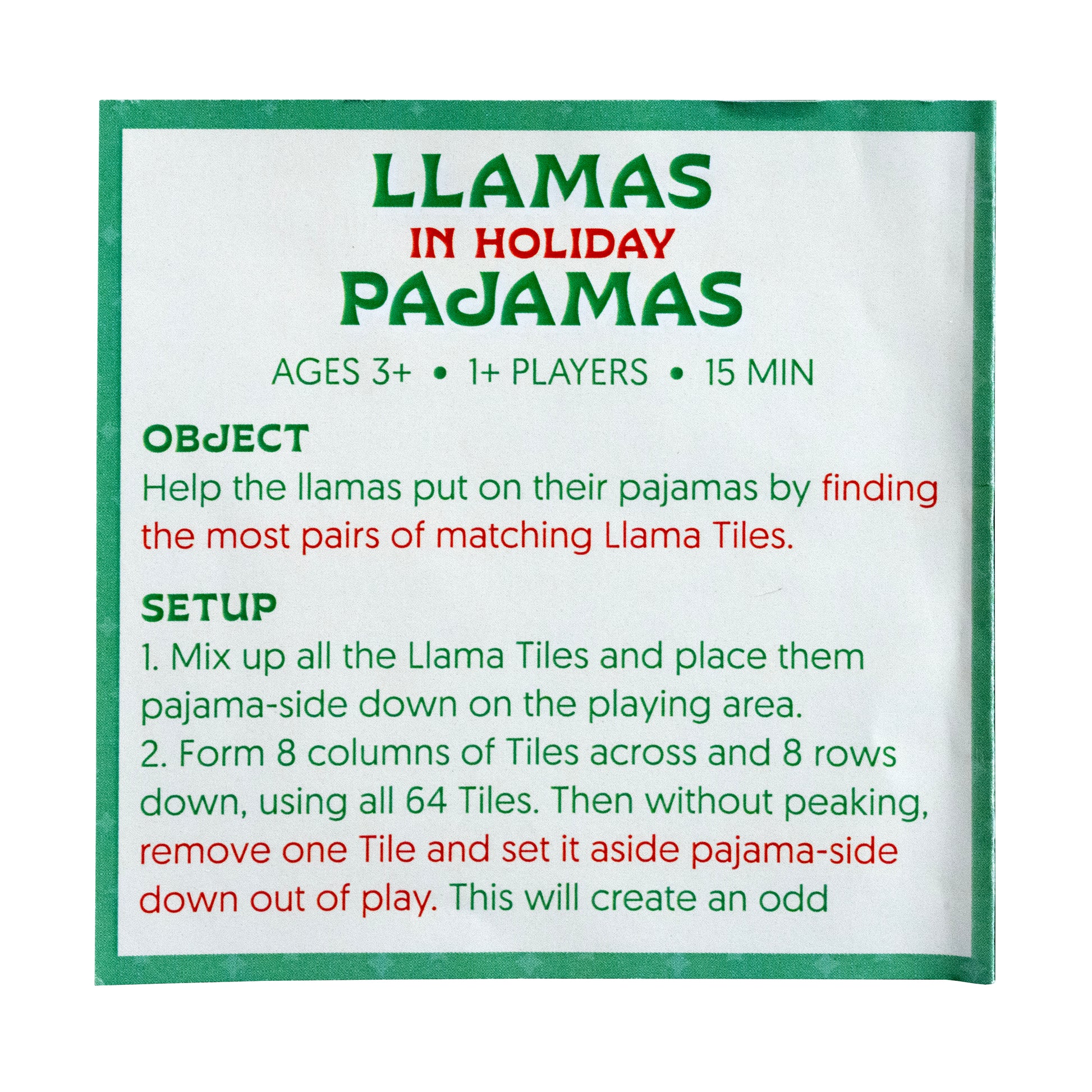 Llamas in Pajamas - Holiday Memory Game