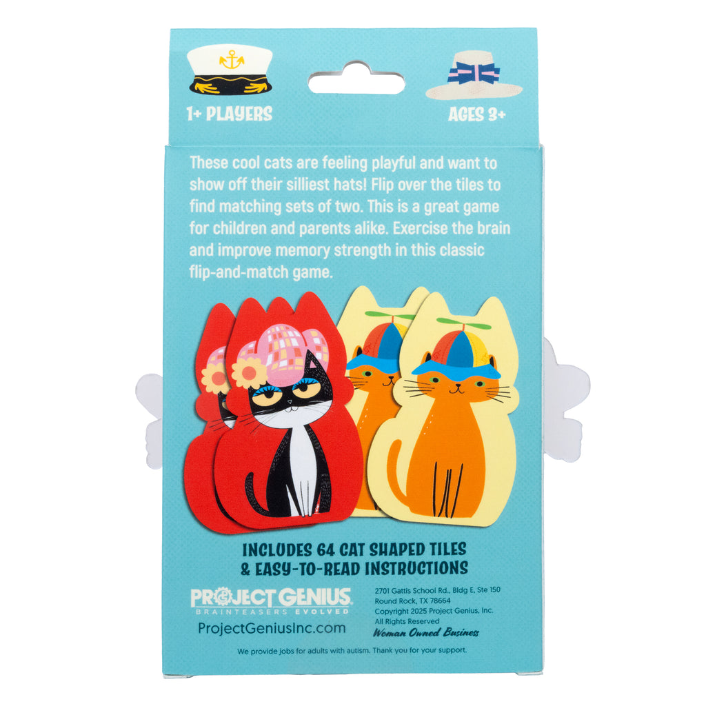 Cool Cats in Silly Hats memory game back of package with instructions