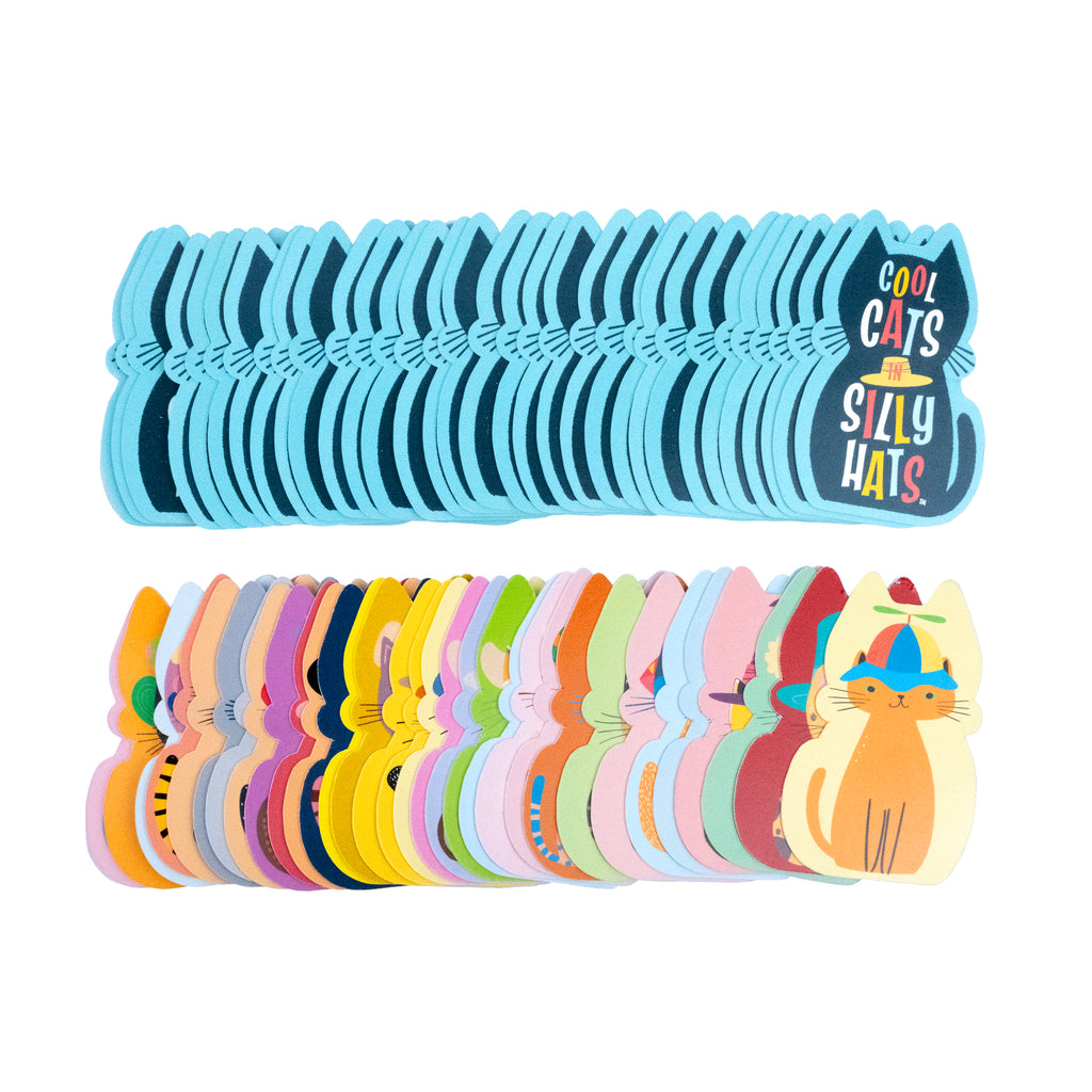 Cool Cats in Silly Hats memory game full set of colorful cat tiles