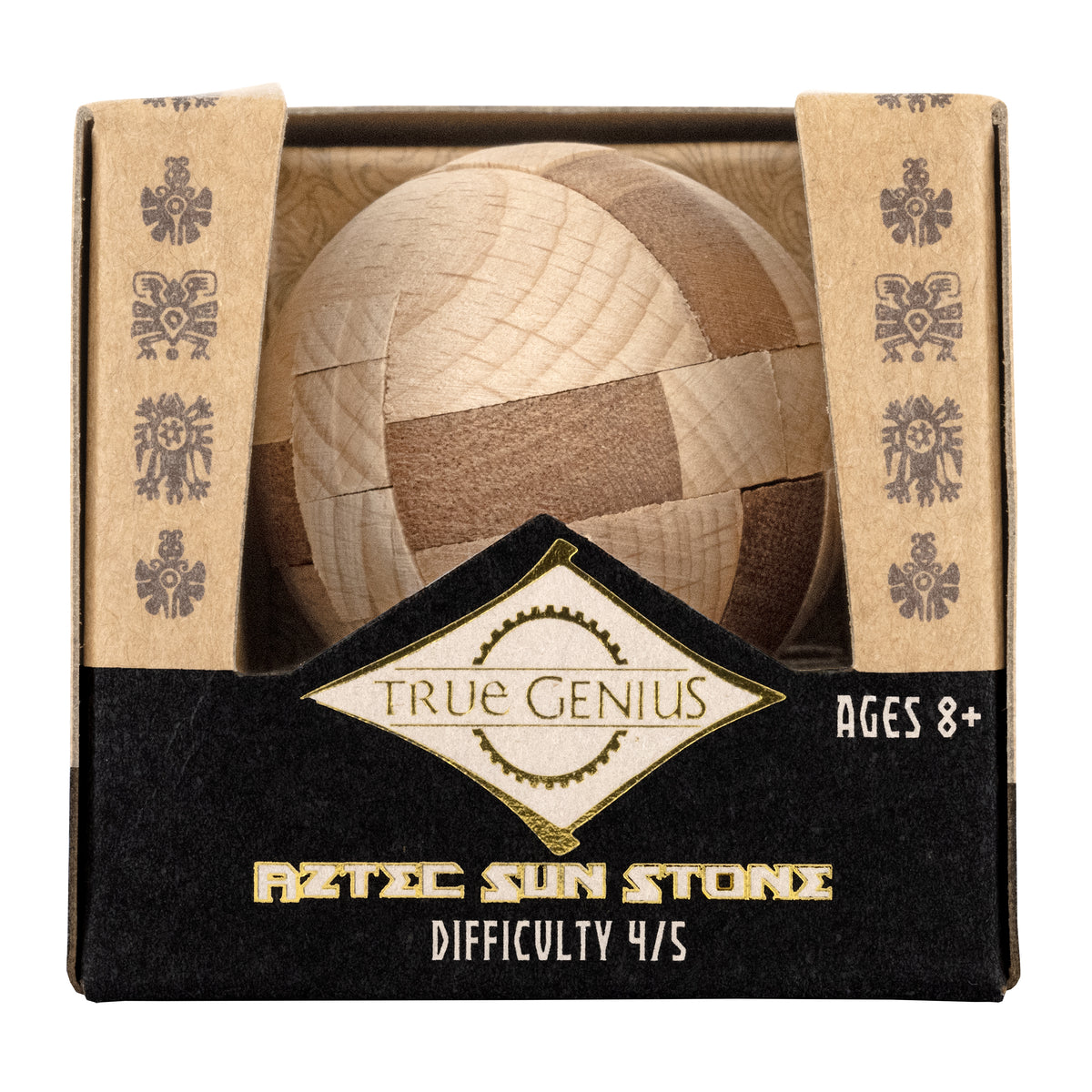 Aztec Sun Stone - Interlocking Wooden Sphere Puzzle