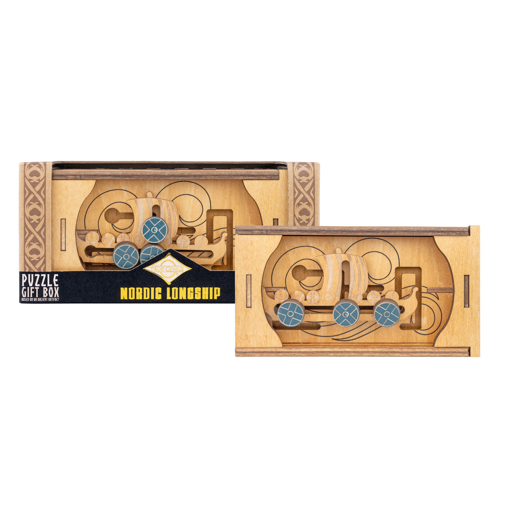 Nordic Longship Secret Box Viking puzzle box hero out of box