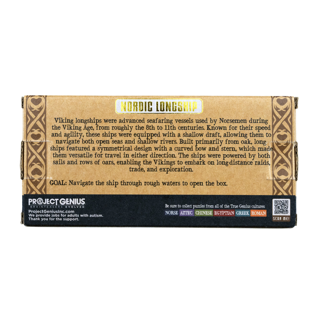 Nordic Longship Secret Box Viking puzzle box back of package