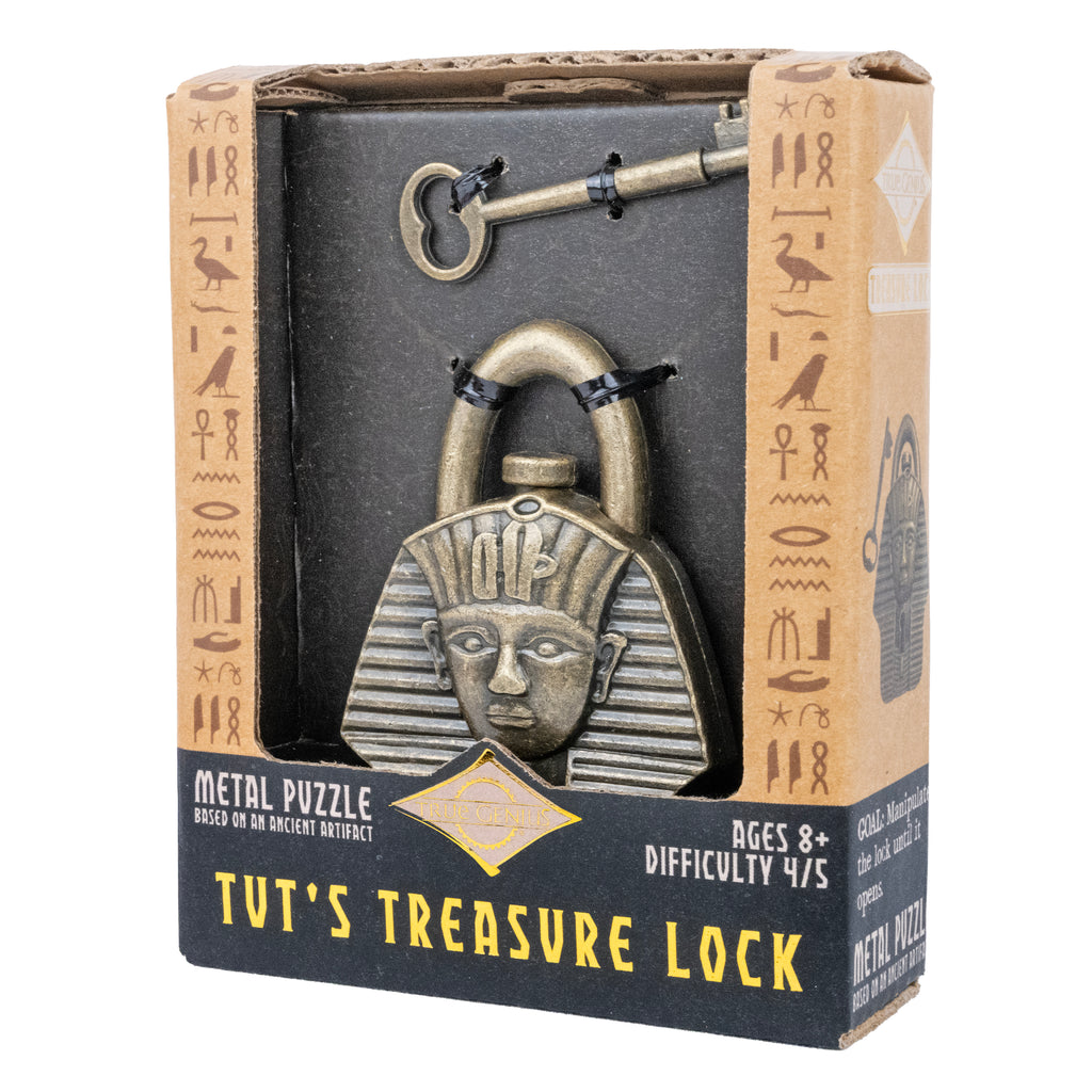 Tut's Treasure Lock Egyptian trick lock puzzle right angled package view