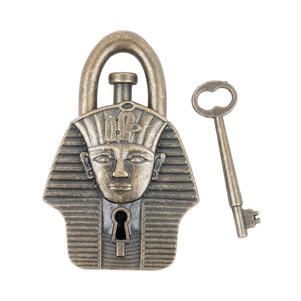 Tut's Treasure Lock Egyptian pharaoh padlock puzzle with key out of box