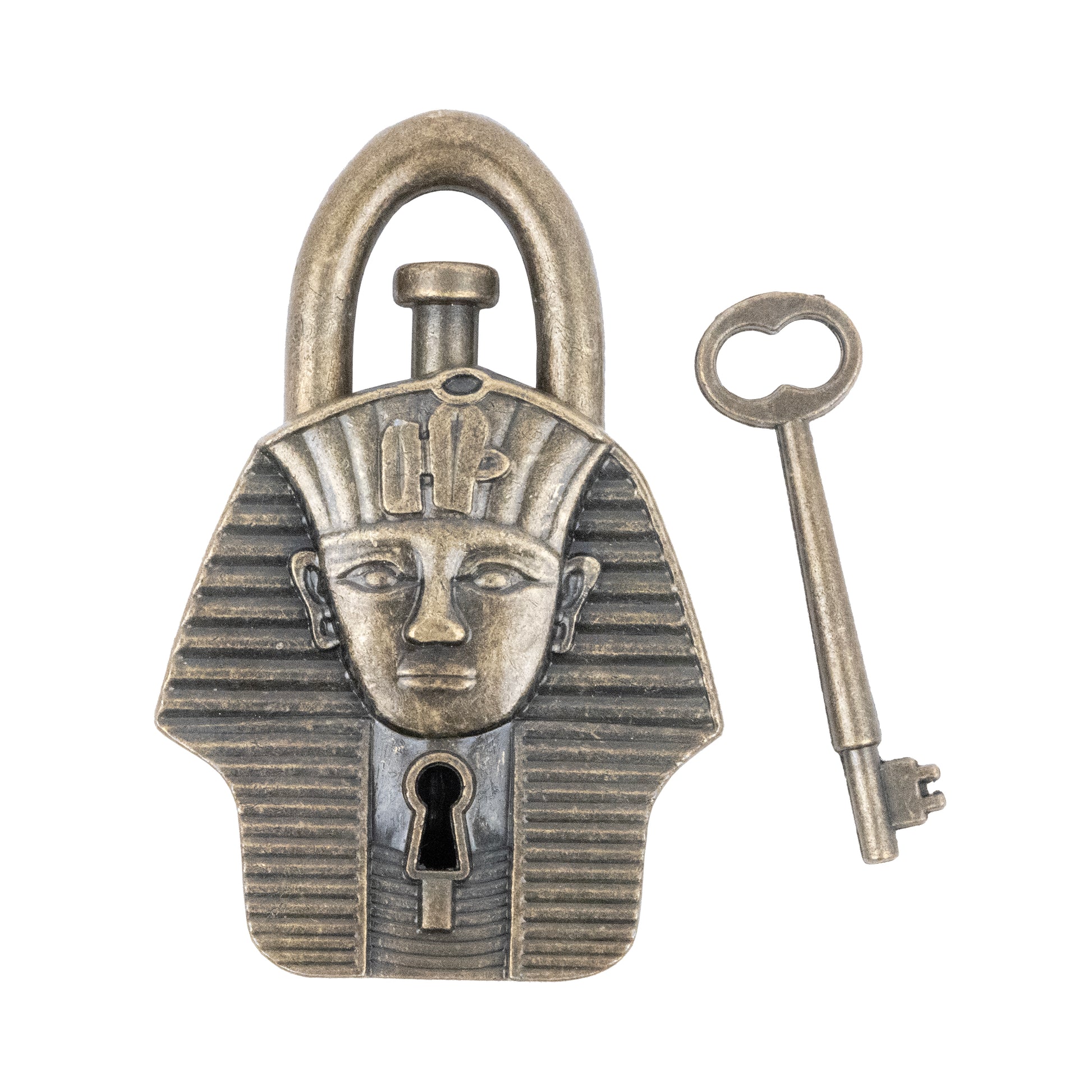 Tut's Treasure Lock Egyptian pharaoh padlock puzzle with key out of box