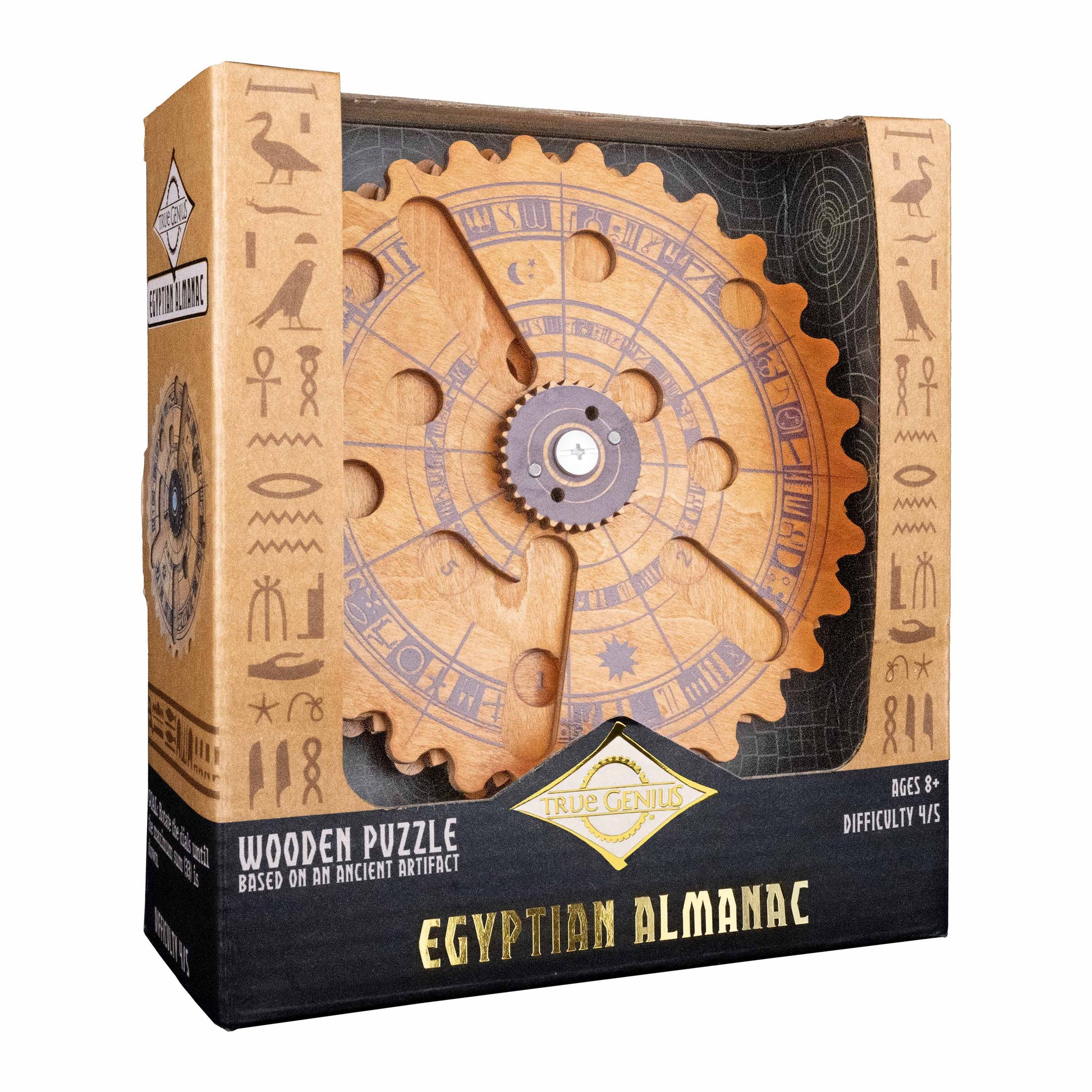Egyptian Almanac brainteaser puzzle left angled view in package