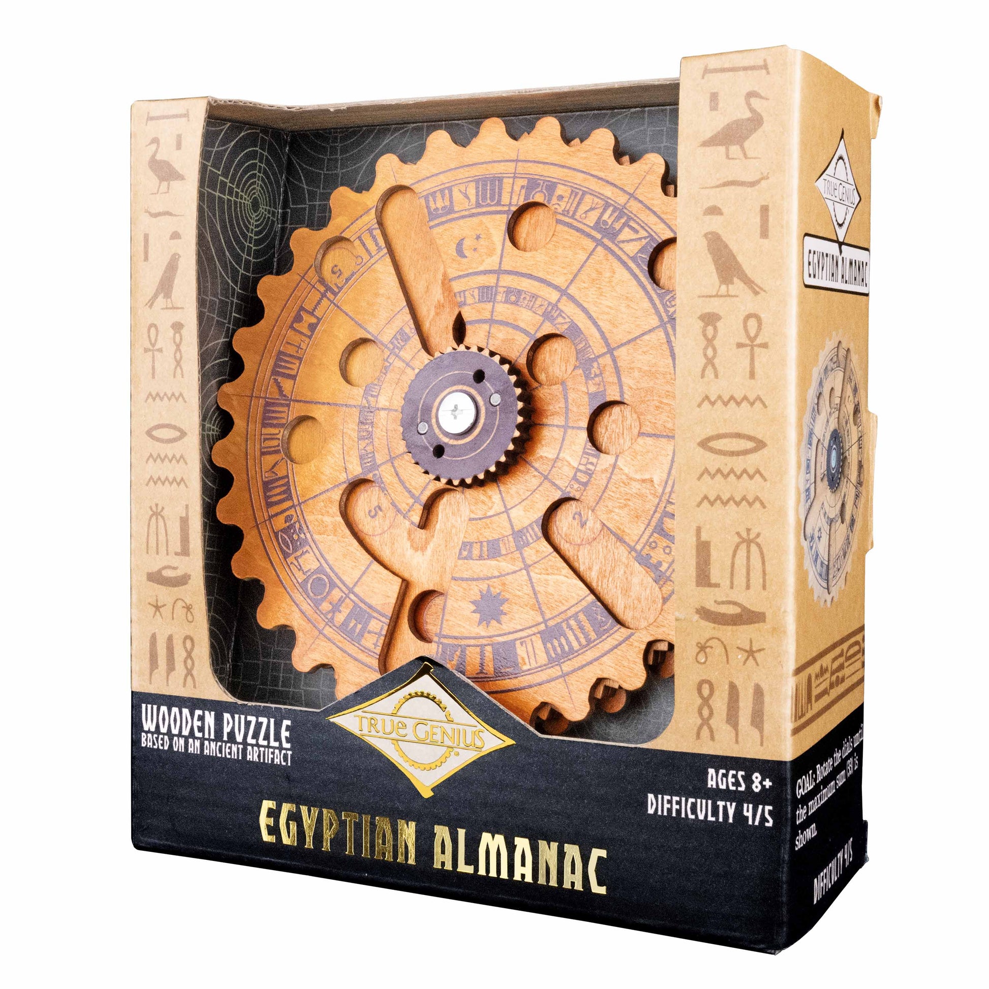 Egyptian Almanac brainteaser puzzle right angled view in package
